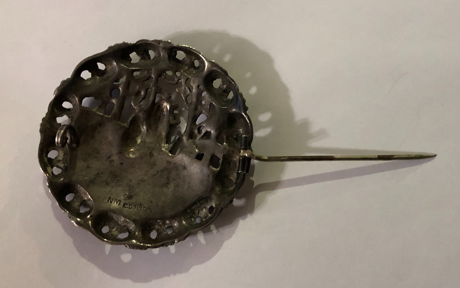 Antique Norwegian / Norway SILVER BROOCH Skier 830 Silver Nørsk Mønster Pin