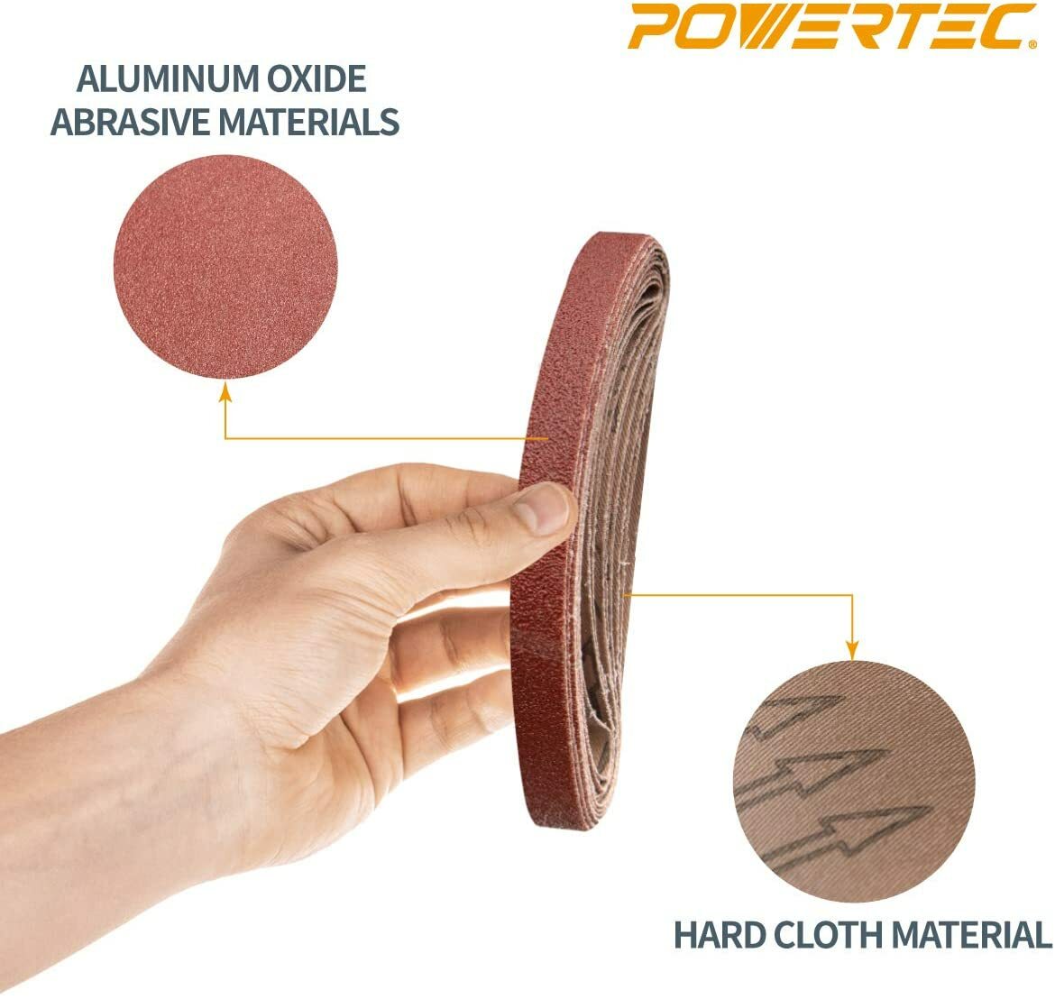 50PK-1/2 x 18" Abrasive Sanding Belt 10 each of 40/80/120/180/240 Grits 40182-1