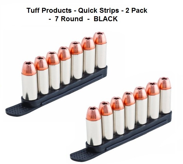 Tuff Products 38 357 40 Speed Quick Strip Revolver Loader 7 Round - 2 Pack BLACK