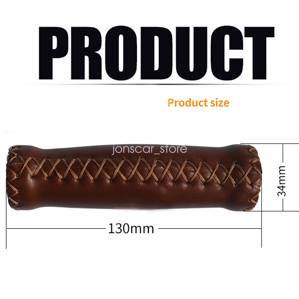Brown Beach Cruiser Bike Bicycle Leather Handlebar Cover Grips Bar with End Cap