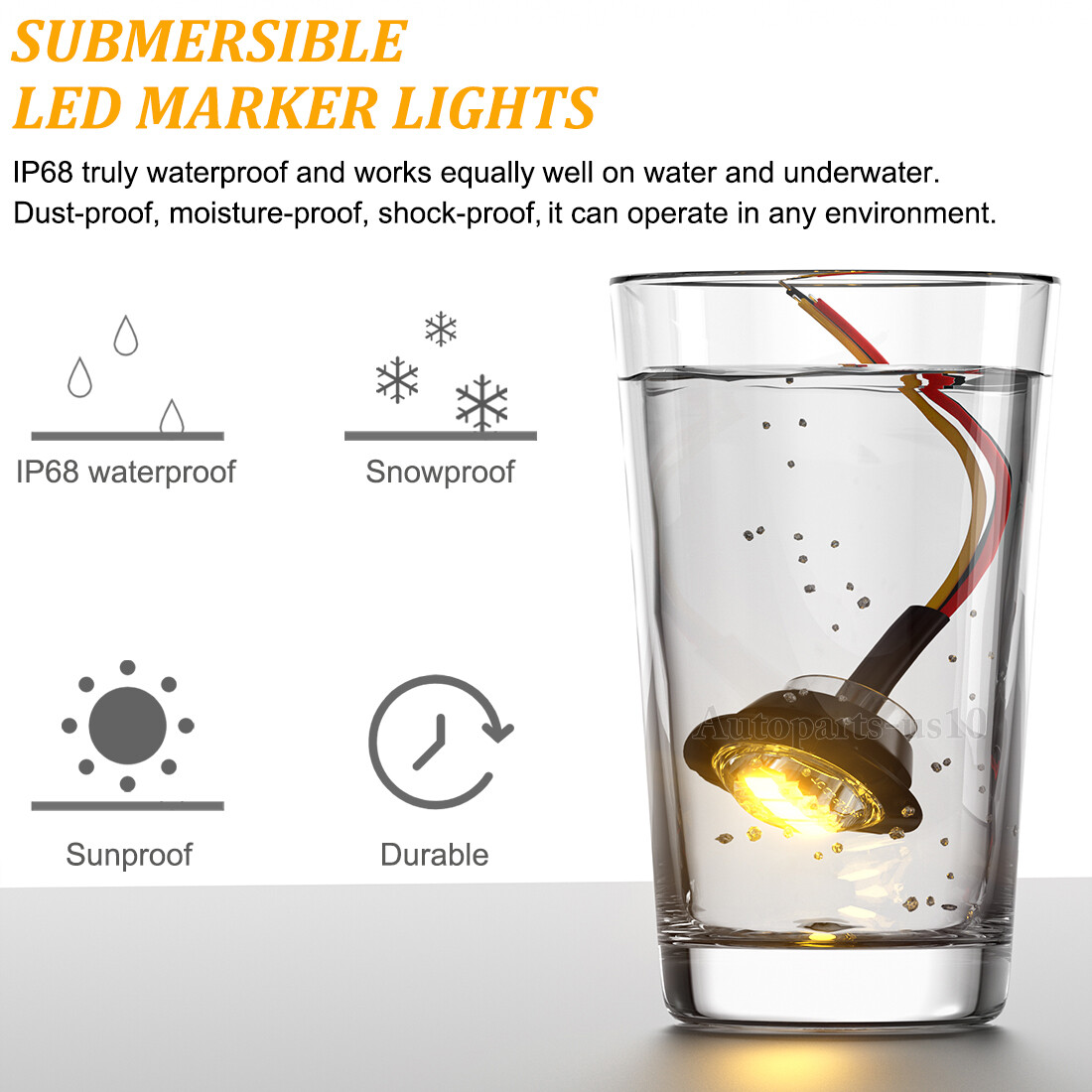 3/4" 12V Marker Lights LED Truck Trailer Round Side Bullet Light Dual Color