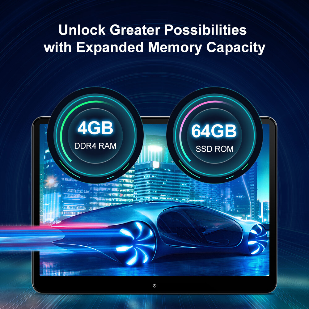 14" Android 64GB QHD Screen Car TV Backseat Headrest Monitor 4K WiFi +Headphones