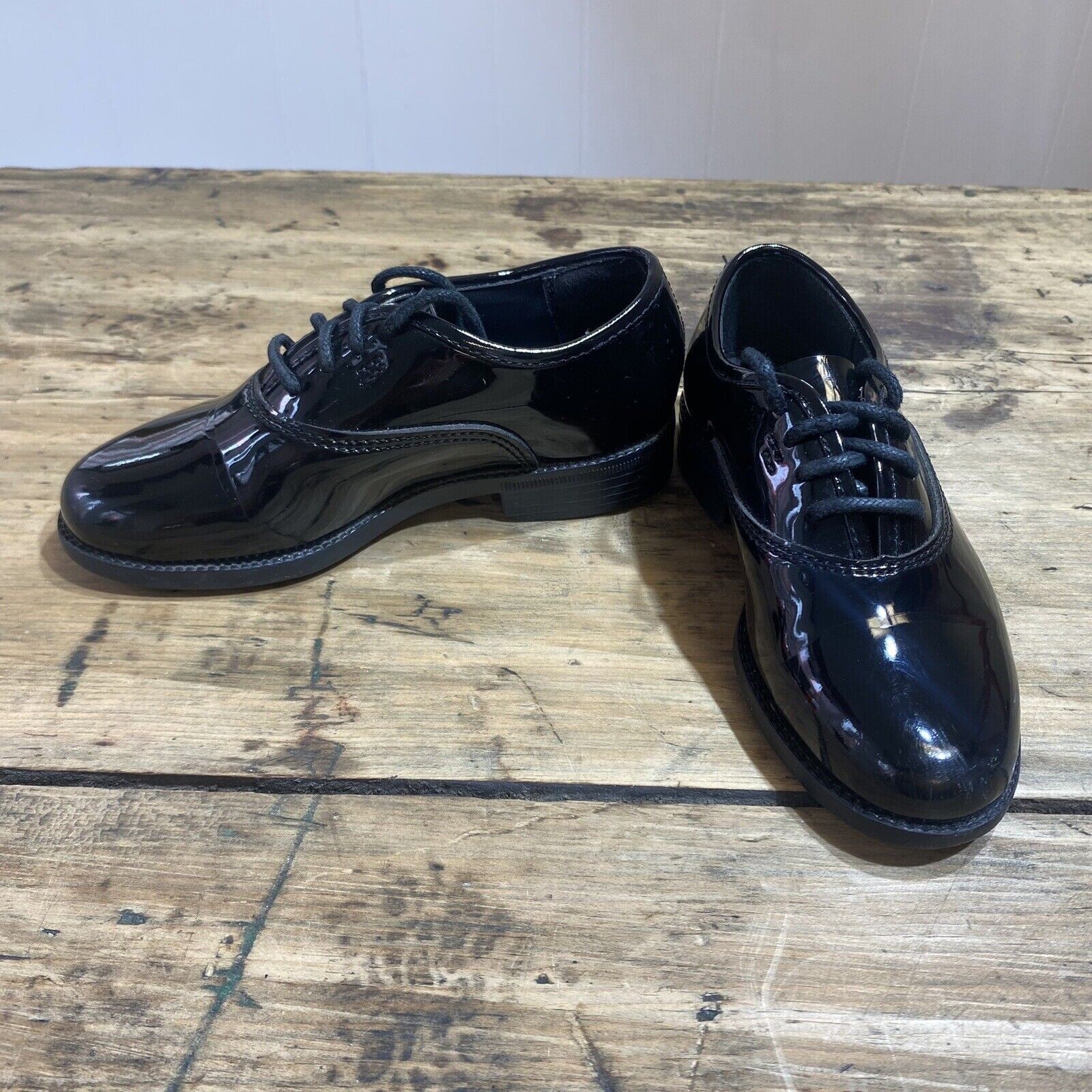 Men's Black Round Toe Shiny Tuxedo Shoe Wedding Formal Lace Up