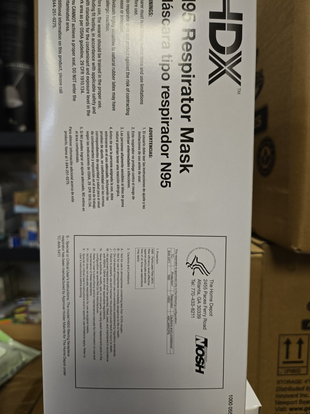 HDX N95 Disposable Respirator Mask, Size Medium - 2 Packs of 30 Masks