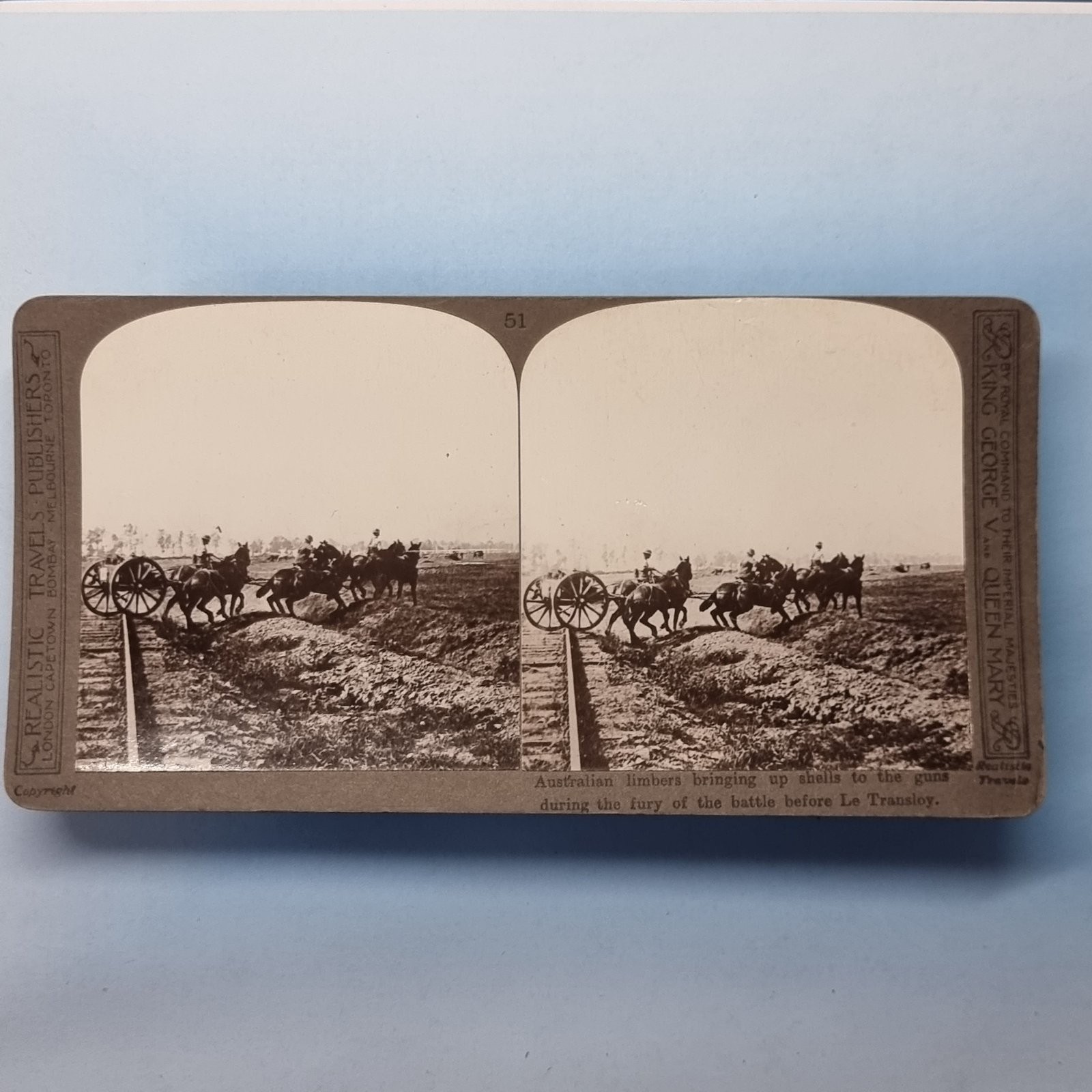 WW1 Military Stereoview 3D C1916 Somme France Le Transloy ANZAC Field Artillery