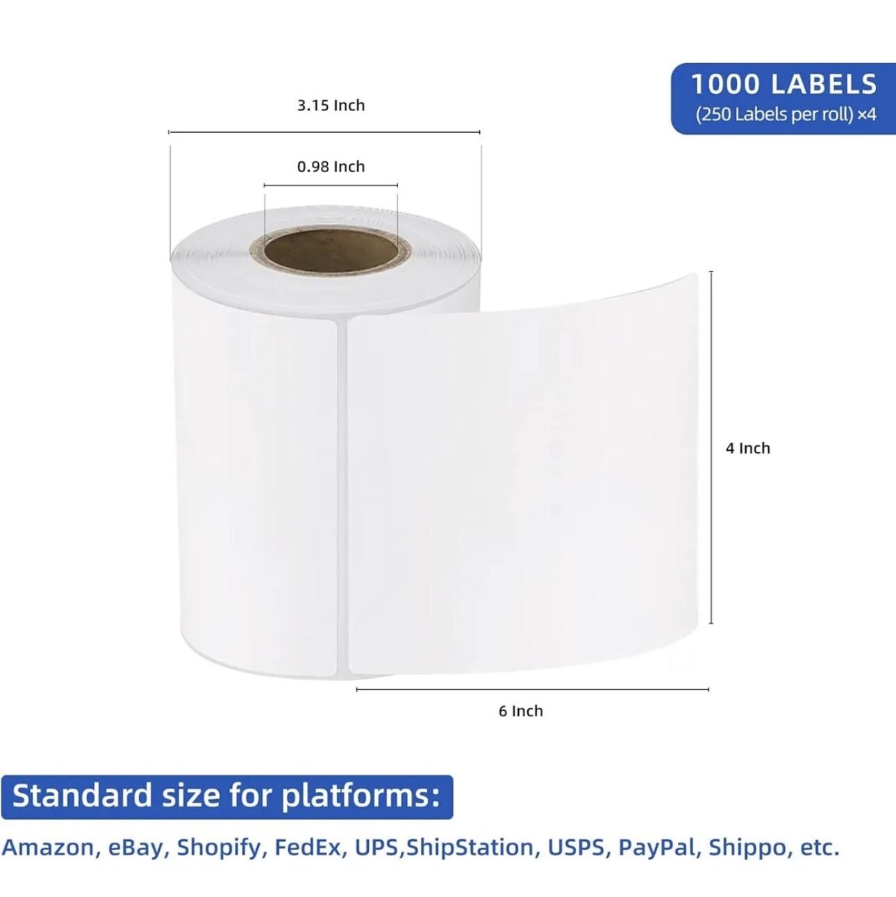 20 Rolls 4" x 6" Zebra 2844 Eltron ZP450 Direct Thermal Shipping Labels 250/roll