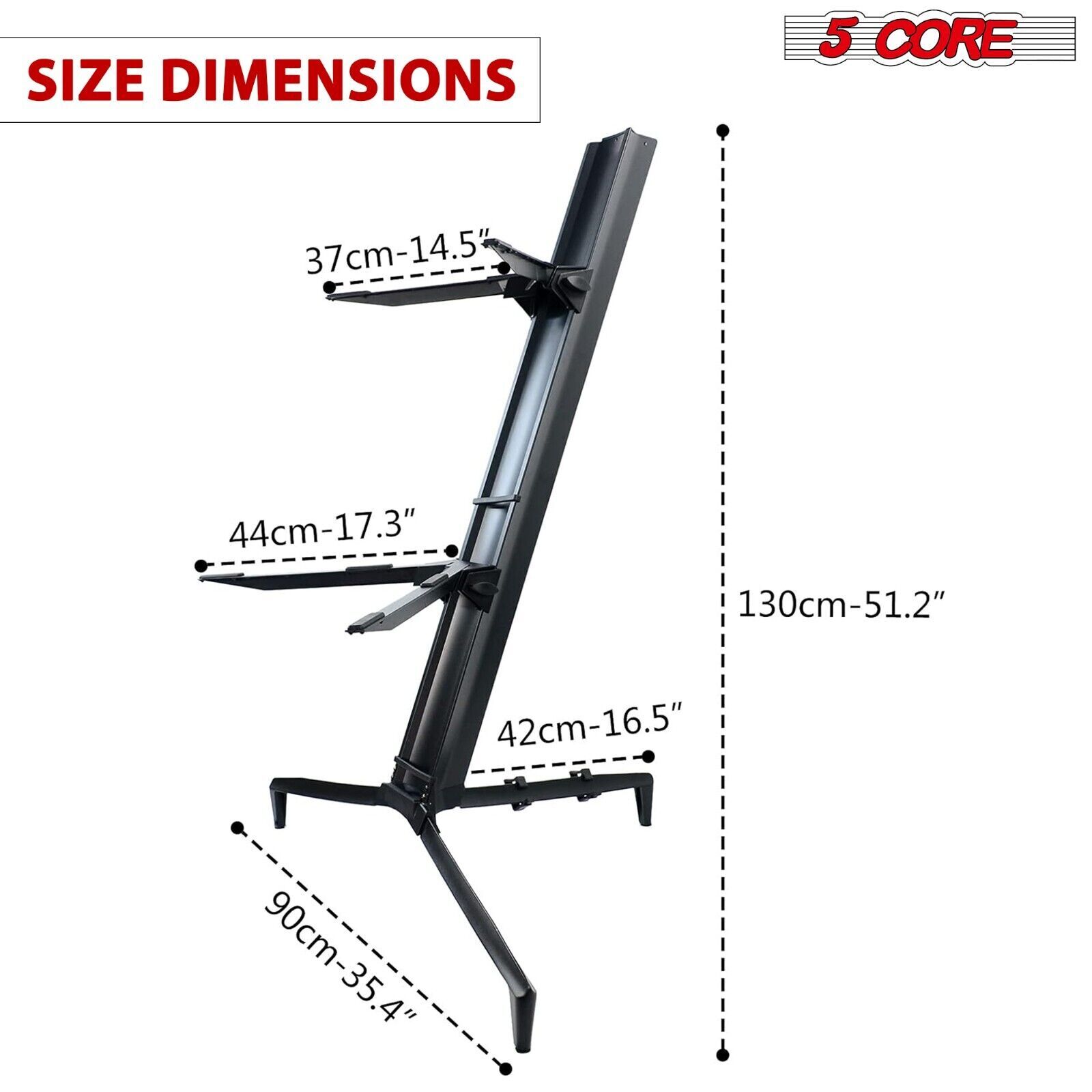 5Core Keyboard Stand 2 Tier Classic Adjustable Electric Piano Sturdy Holder