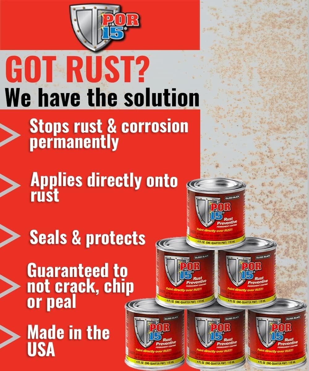 New POR-15 45404 Semi Gloss Black Rust Preventive Coating Quart, Free Shipping