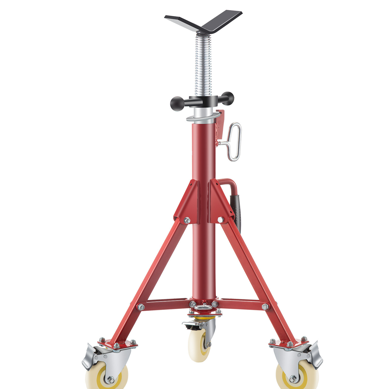 VEVOR Pipe Stand Fold-a-Jack V-Head 28-52 inch Height 12" Pipe 882 lb w/Casters