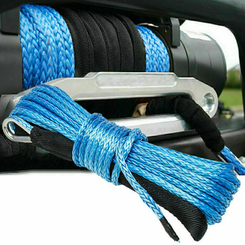 1/4"x50' 10000LBS Synthetic Winch Rope Line Recovery Cable 4WD ATV UTV w/Sheath#