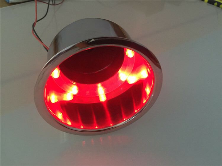 2 Pieces Stainless Steel Cup Drink Holder 12V Red LED Light Built-in for Boat/RV