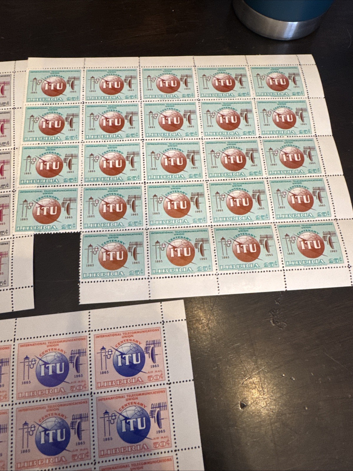 Lot of 3 Sheets of 24 Liberia ITU Centenary Stamps First Day Covers