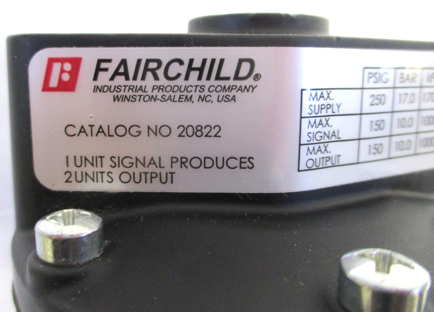 FAIRCHILD , 20822 , PNEUMATIC PRECISION VLOUME BOOSTER, 1/4" FNPT , SURPLUS