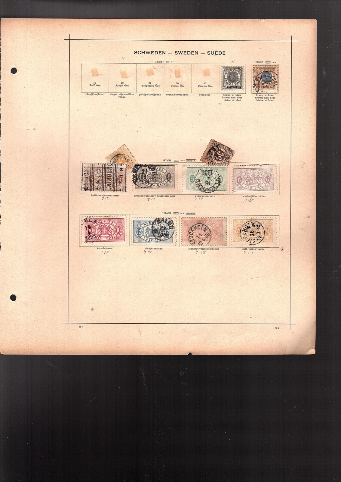 Sweden stamp collection 80 stamps 1856-1912 with duplicates cv 2140 (e1200