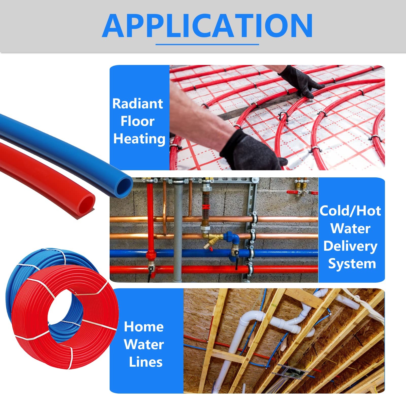PEX-B Pipe Length Red PEX Tubing Potable Hot/Cold Water Plumbing Application
