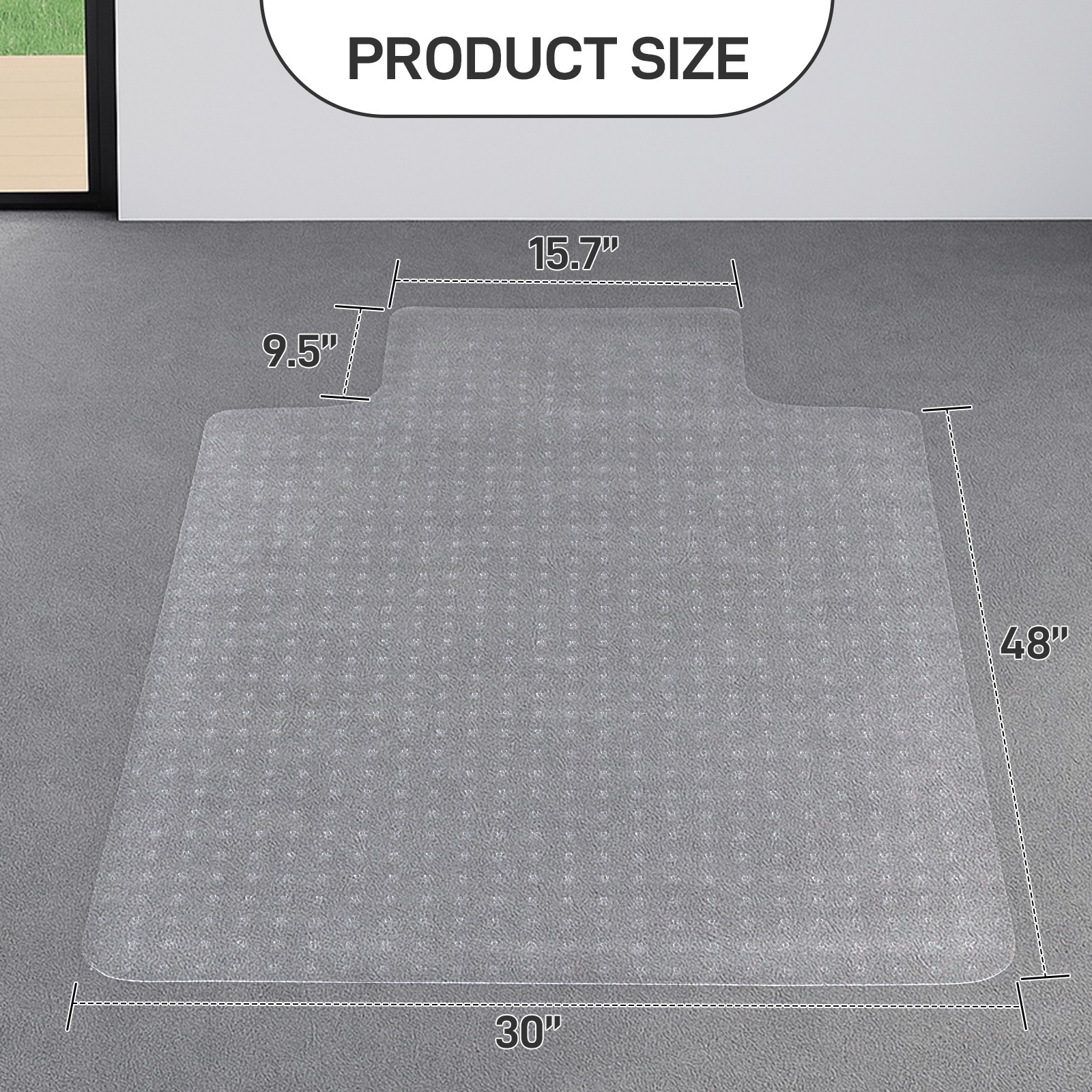 Office Chair Mat with Non-Slip Back - 48x30 Inch PVC Carpet Guard with Nail