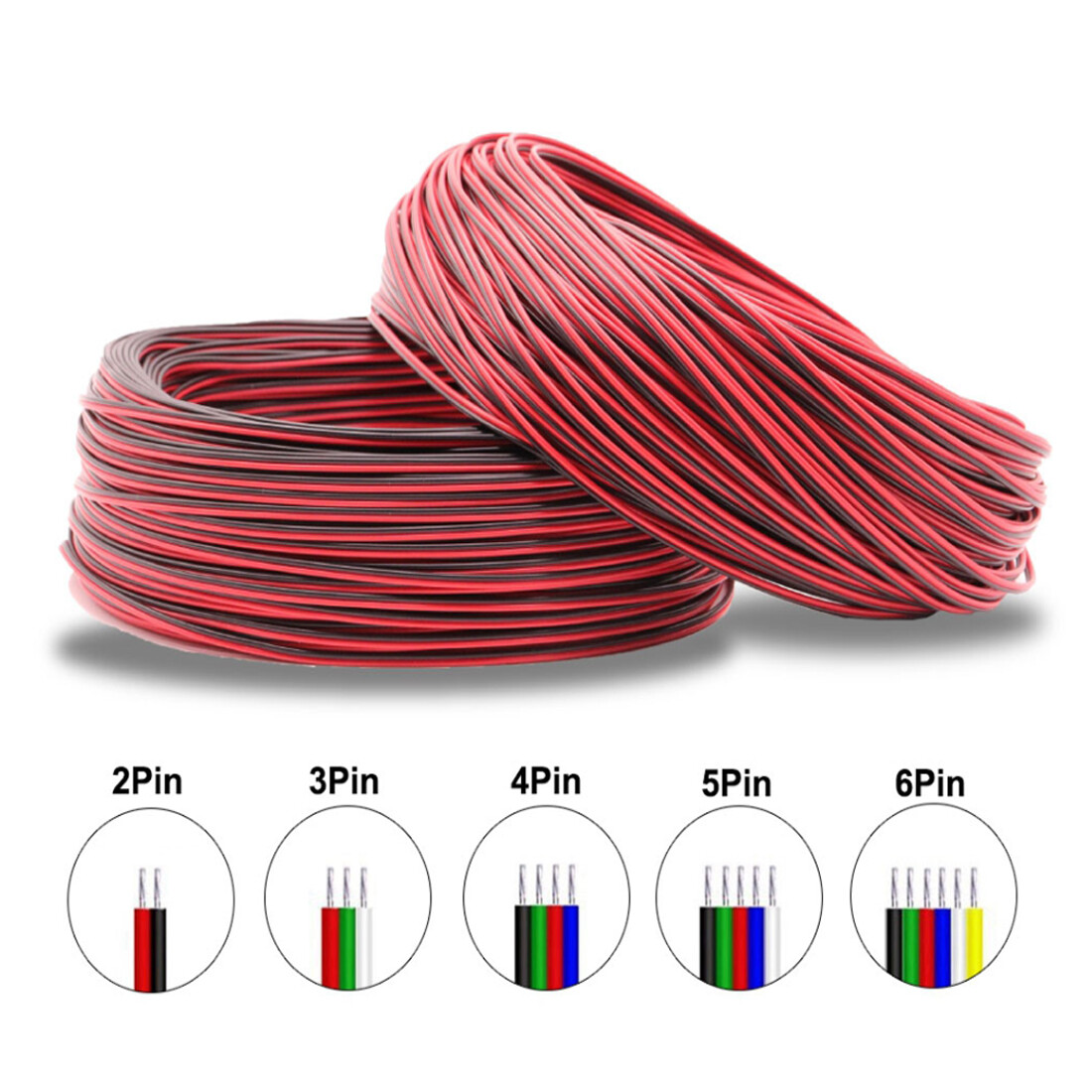 2/3/4/5/6-Way PVC Multi Flat Ribbon Cable Wire LED Light strip cable