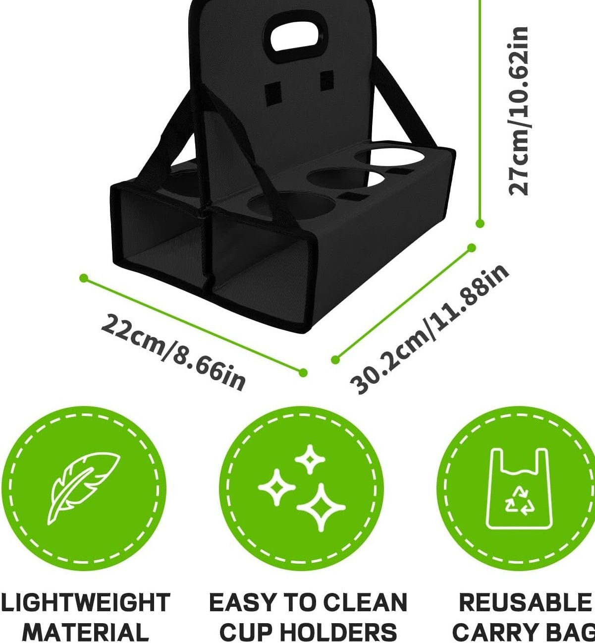 6 Cup Drink Carrier with Handle Foldable Reusable Cup Caddy for Coffee Takeou