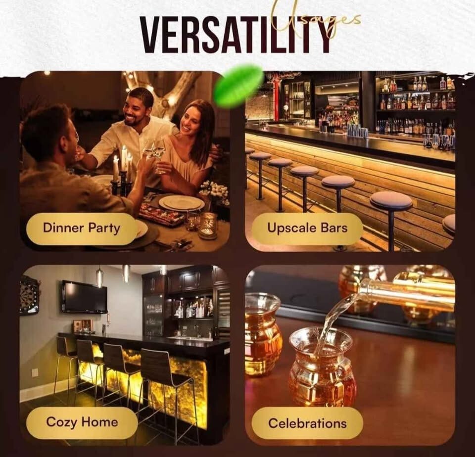 Luxury Gold AK47 Glass Gun Decanter with Grenade Glasses & Reusable Ice Cubes