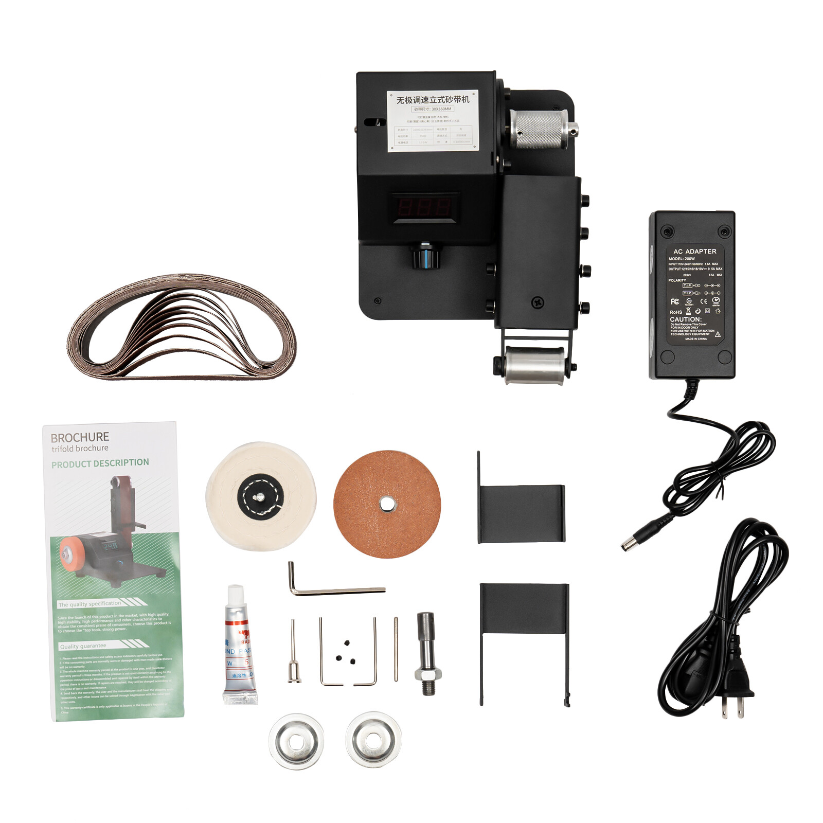 Belt Sander Bench Grinder Knife Sharpener Tool w/10 Belts Table Polishing Sander