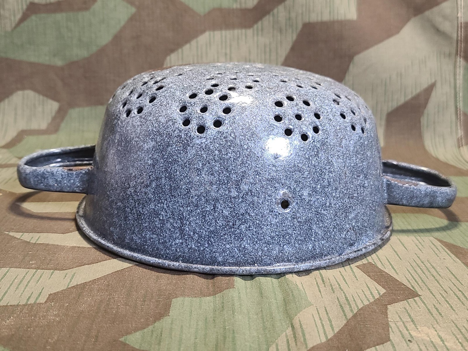 WWII German Helmet Made into a Strainer Stahlhelm Army Wehrmacht Military Pasta