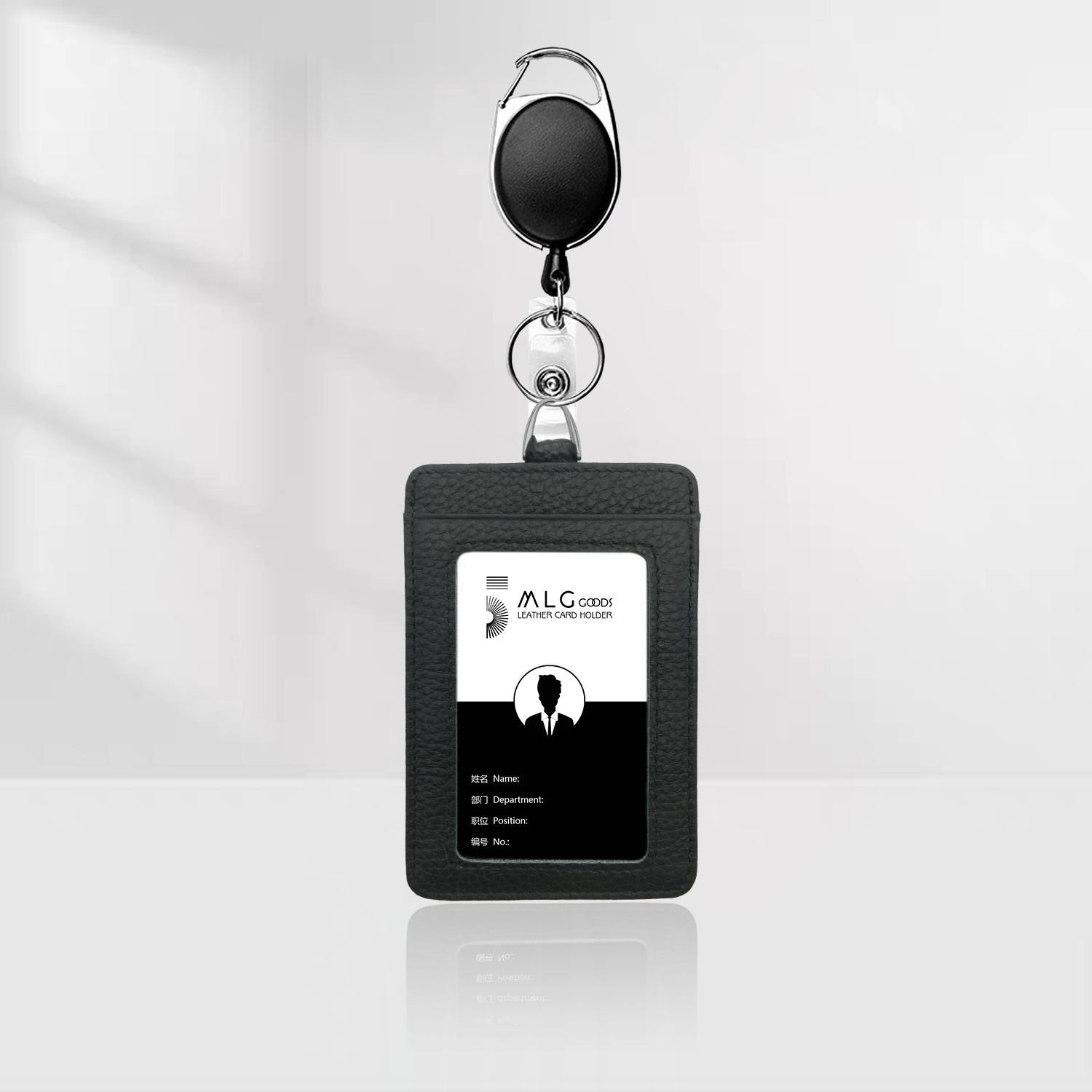 Leather Work Id Badge Holder for Men and Women with Clip Lanyards ( 1 pcs)