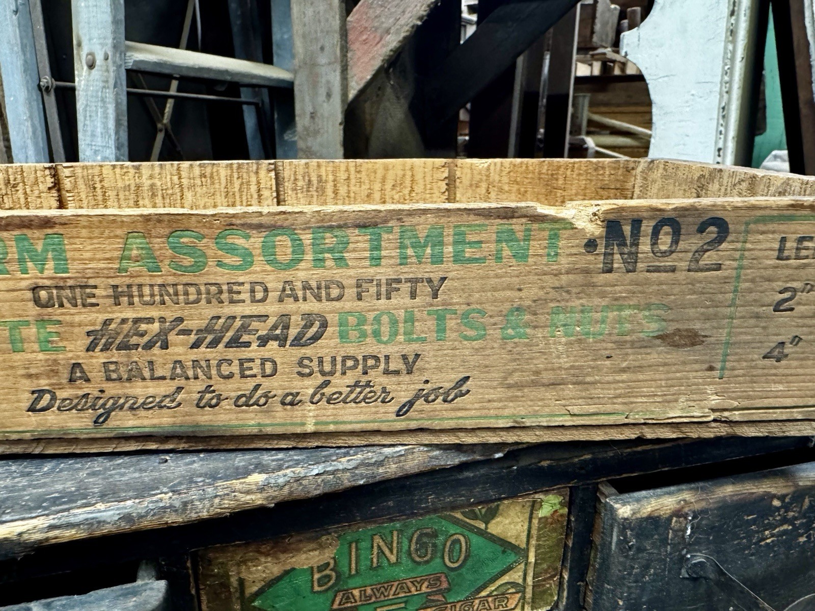 Vintage Lewis Bolt & Nut Company, Farm Assortment Wood Crate Minneapolis Minn