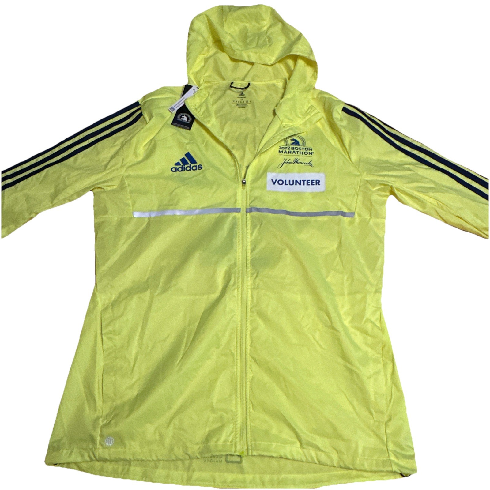 Adidas Mens Yellow 2022 Boston Marathon Volunteer Running Jacket HG1633 MED