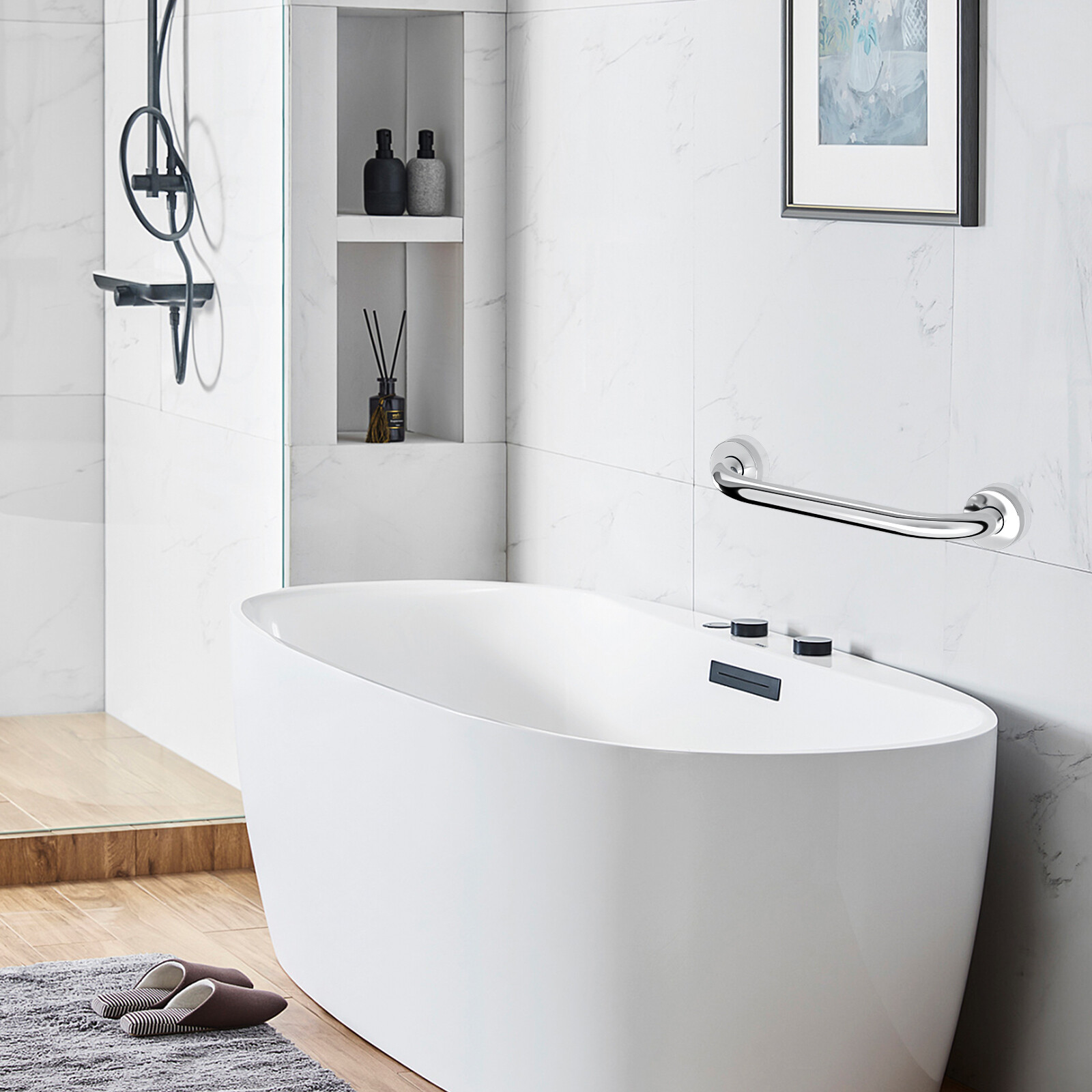 2PCS Stainless Steel Grab Bar Bathroom Safety Handicap Shower Tub Handle Support