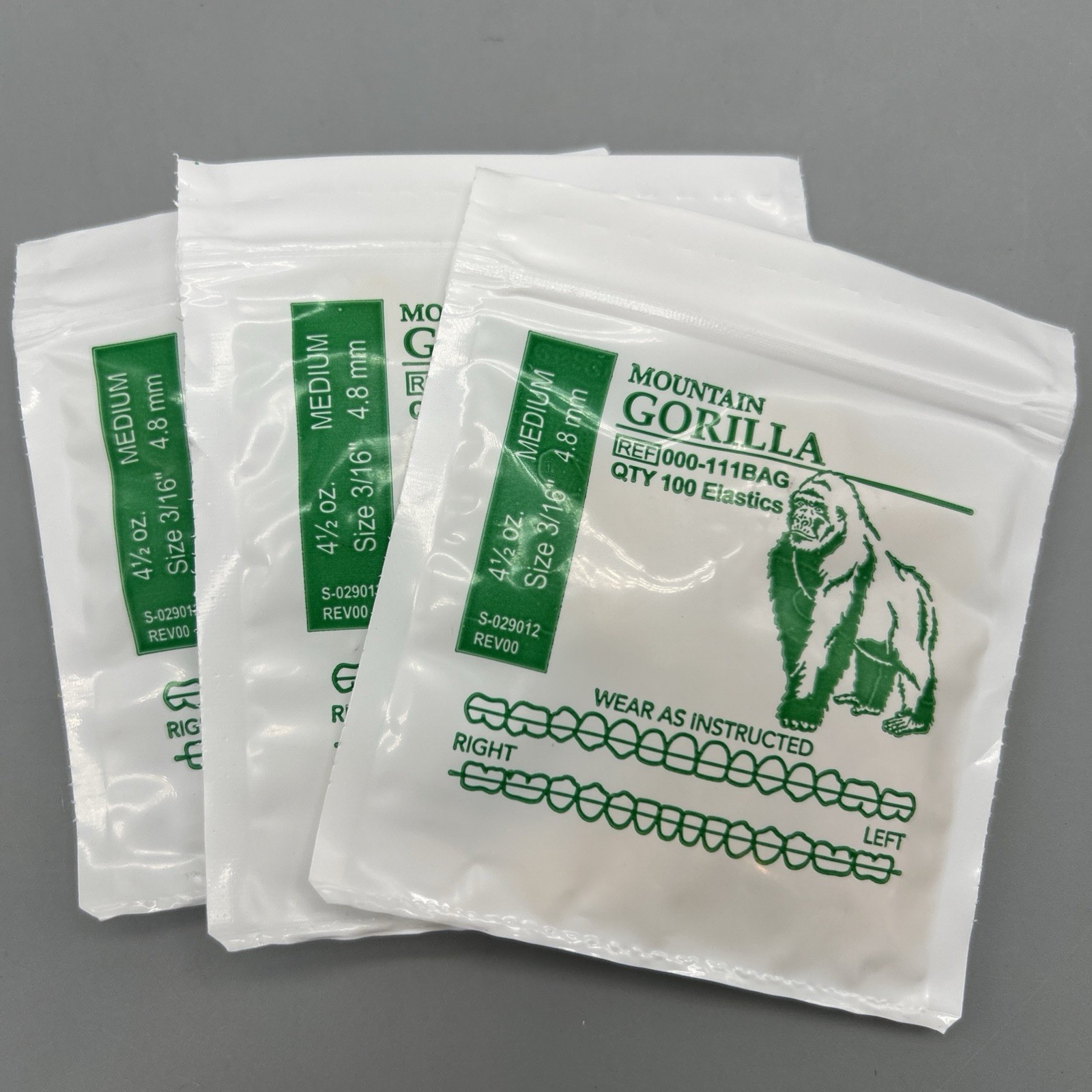 3 Mountain Gorilla American Orthodontics Dental Elastics Rubber Bands