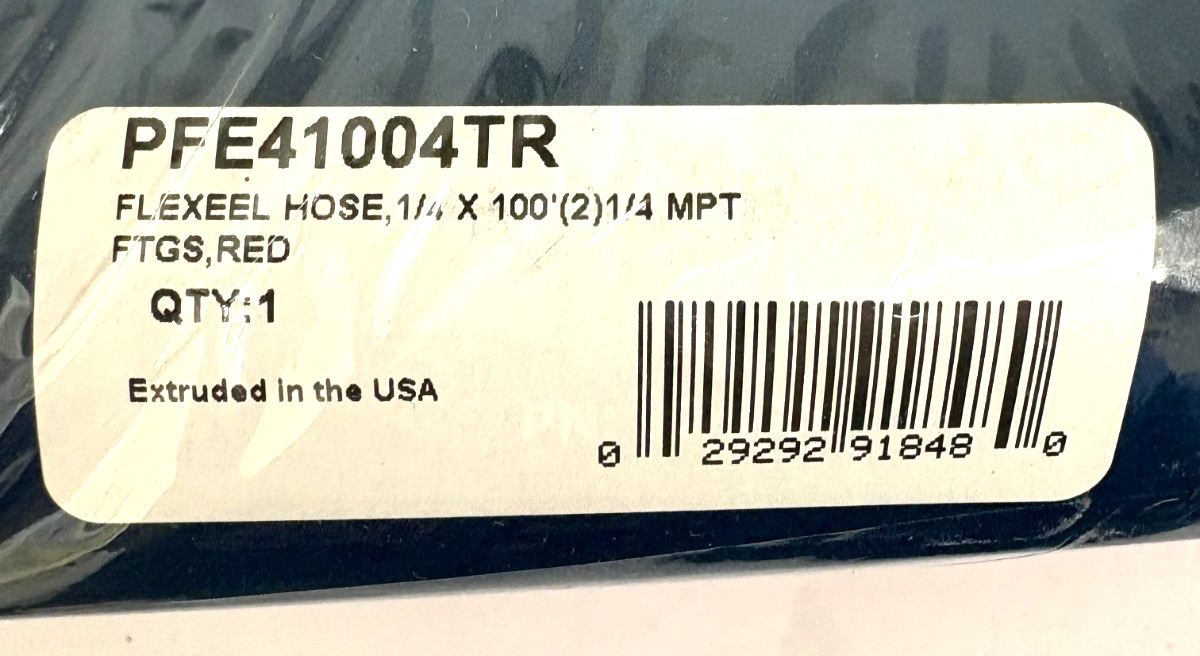 Coilhose Pneumatics PFE41004TR FLEXEEL 1/4 x 100' Hose 1/4" MPT Fittings Red