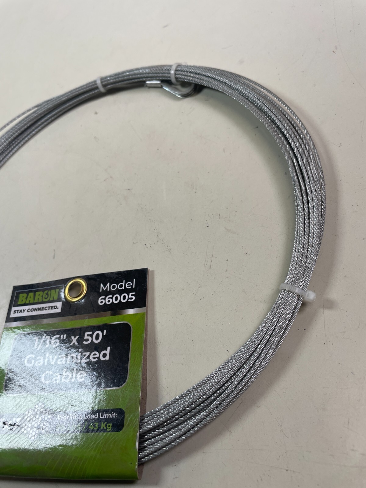 Steel Wire Rope Cable 1/16 in. x 50 ft. Security Cable Galvanized Baron 66005