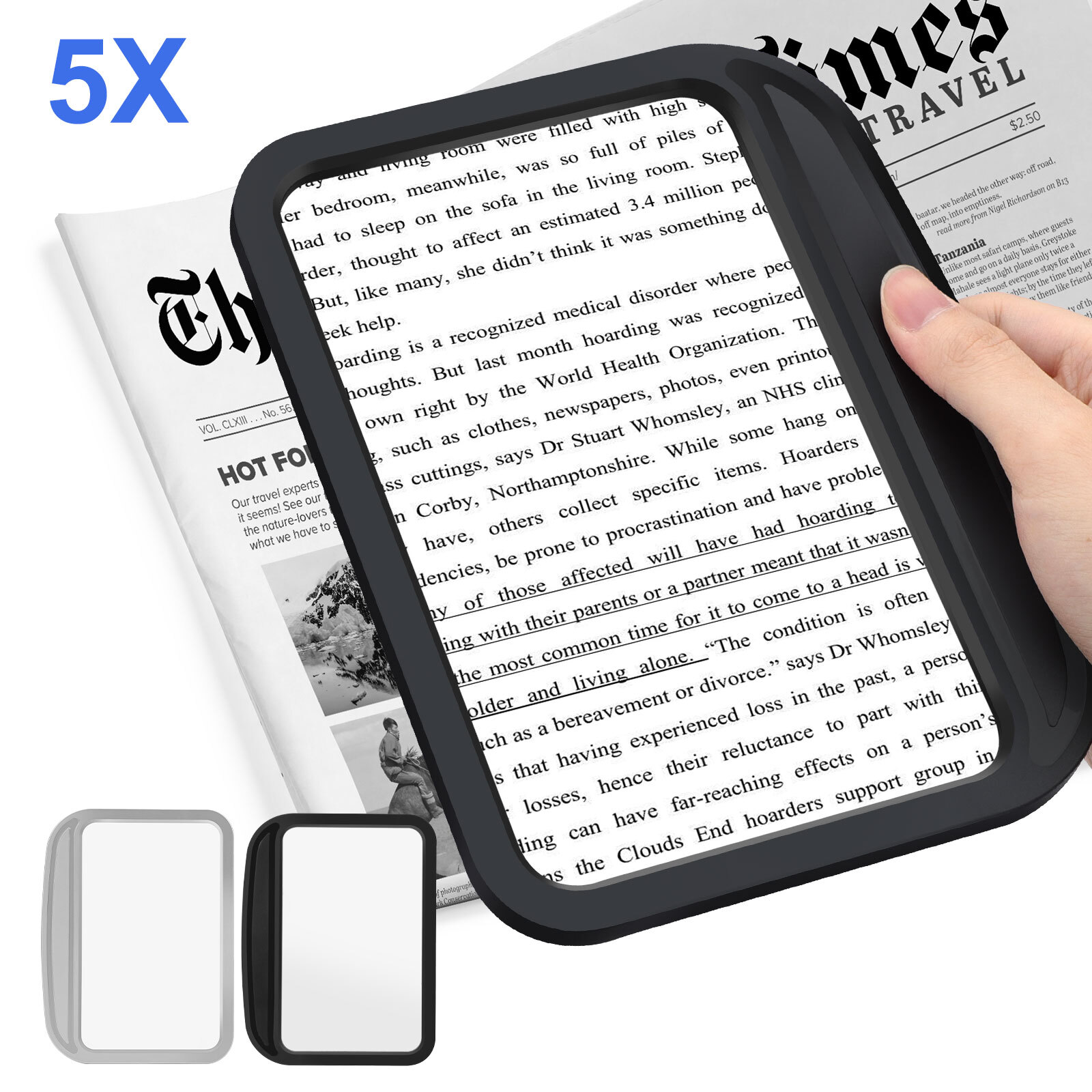 5X Full Page Magnifier Large Handheld Magnifying Glass for Low Visions