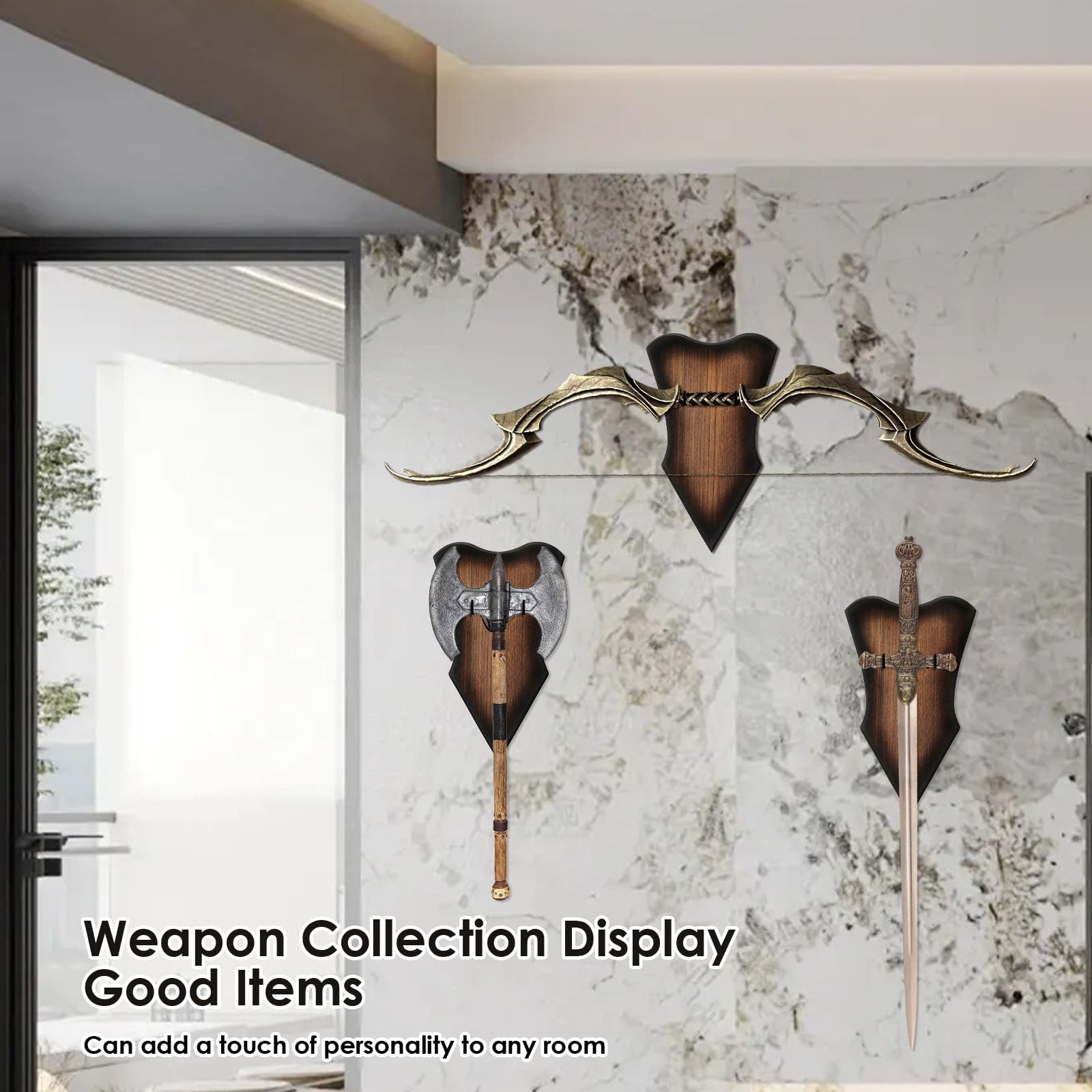 Sword Plaque Wall Mount, Adjustable Wooden Sword Holder Wall with Hardware,Wo...