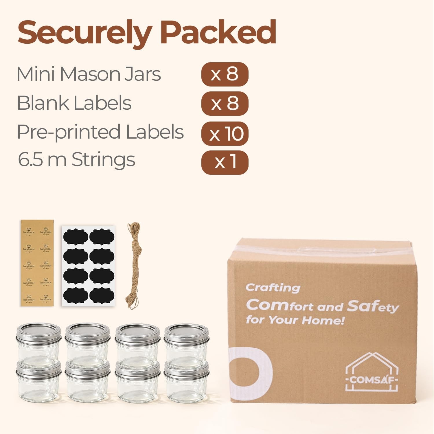 4oz Mini Mason Jars 8-Pack w/Airtight Lids - Small Glass Canning Jars for Crafts
