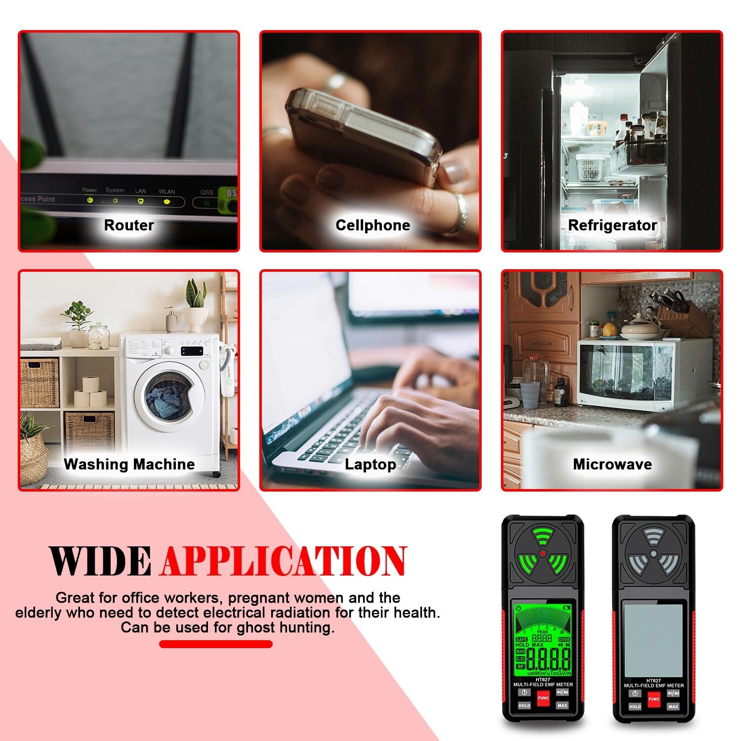 EMF Meter, 3-in-1 Electromagnetic Field Radiation Detector for EF RF MF