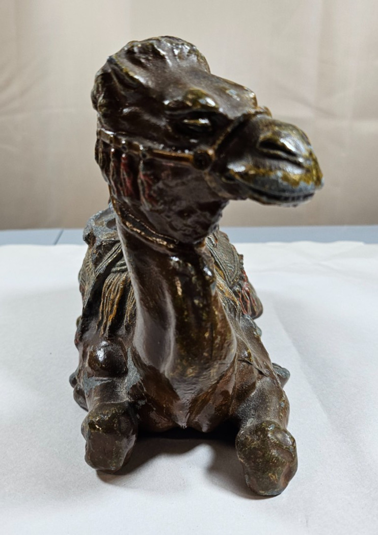 Vintage Spelter Camel Inkwell Heavy Desk Piece Bronze Tone As-Is 2lb 8oz