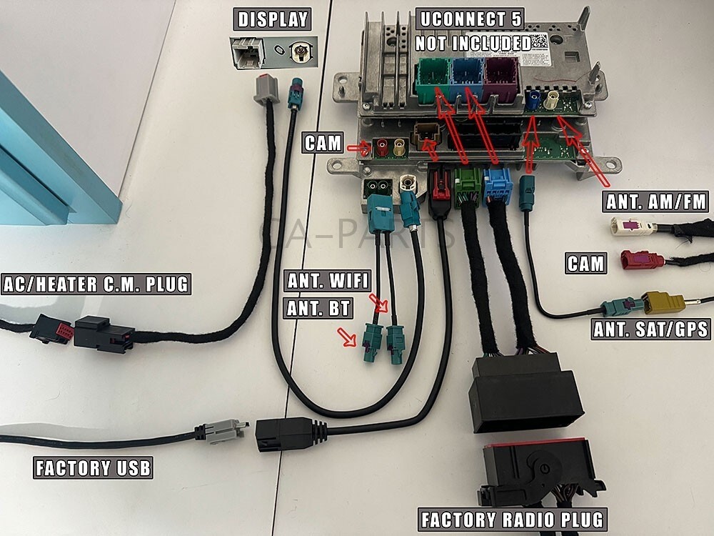 US 19-24 RAM 5”OR 8.4" RADIO TO 12" UCONNECT 5 RADIO UPGRADE WIRING HARNESS