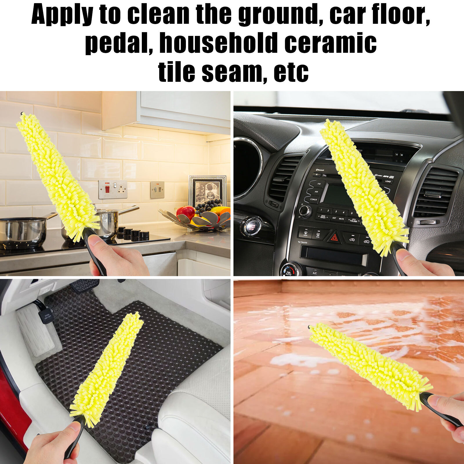 4PCS Car Detailing Cleaning Brush Tire Rim Washing Scrub Wheel Cleaner Tool Kit