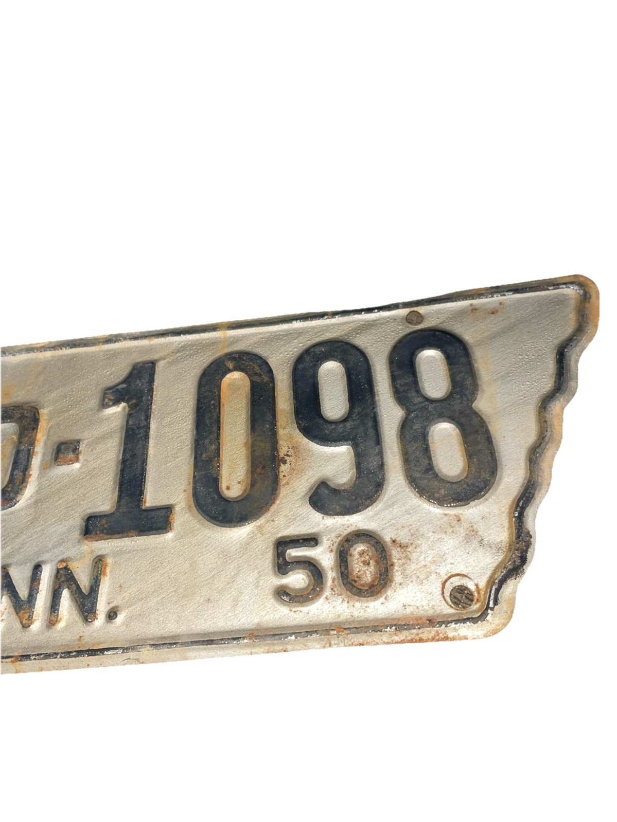 1950 Tennessee License Plate Vintage Rusty State Shaped