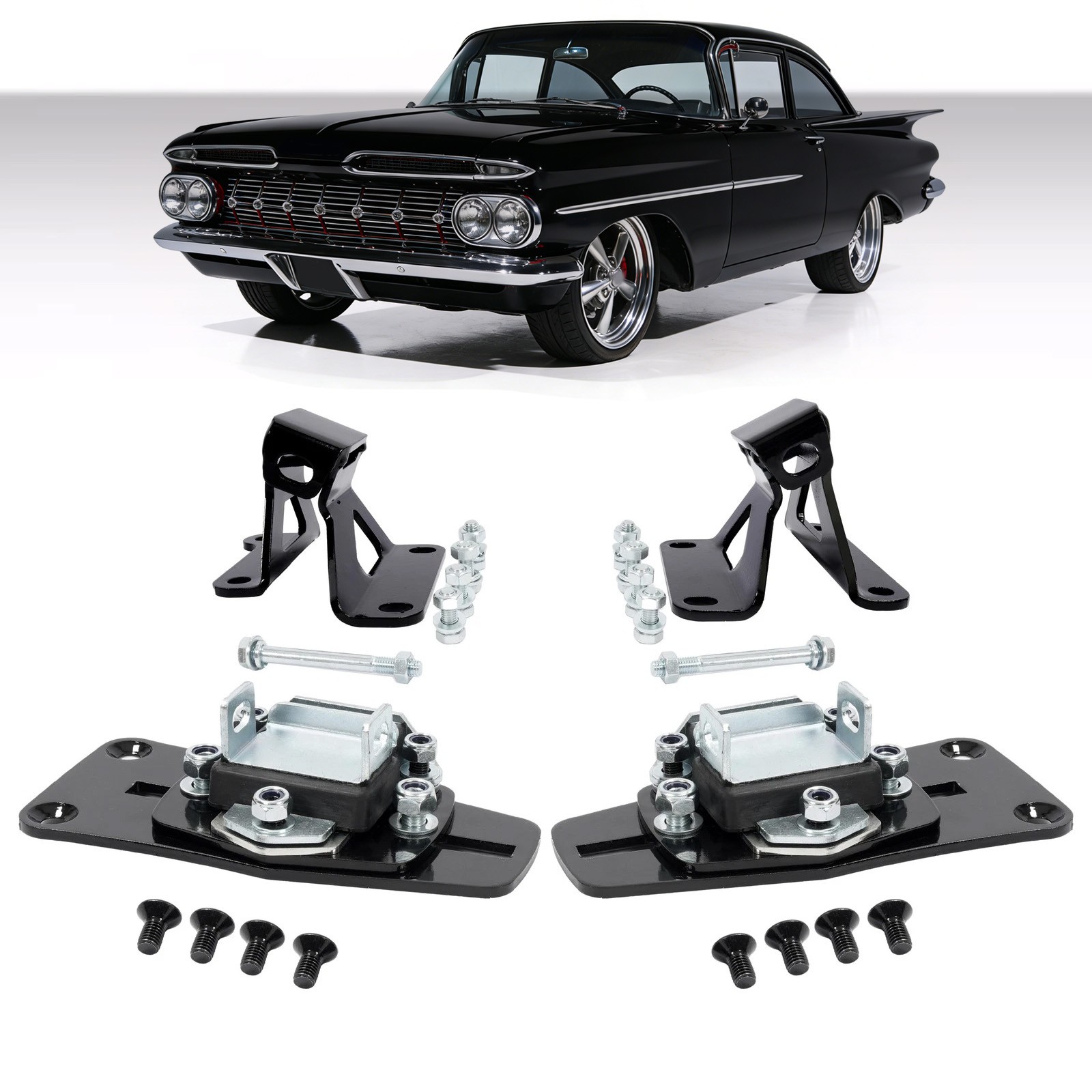 For Chevy Impala Biscayne 1959-1964 Motor Mounts Engine Bracket Kit LS Swap