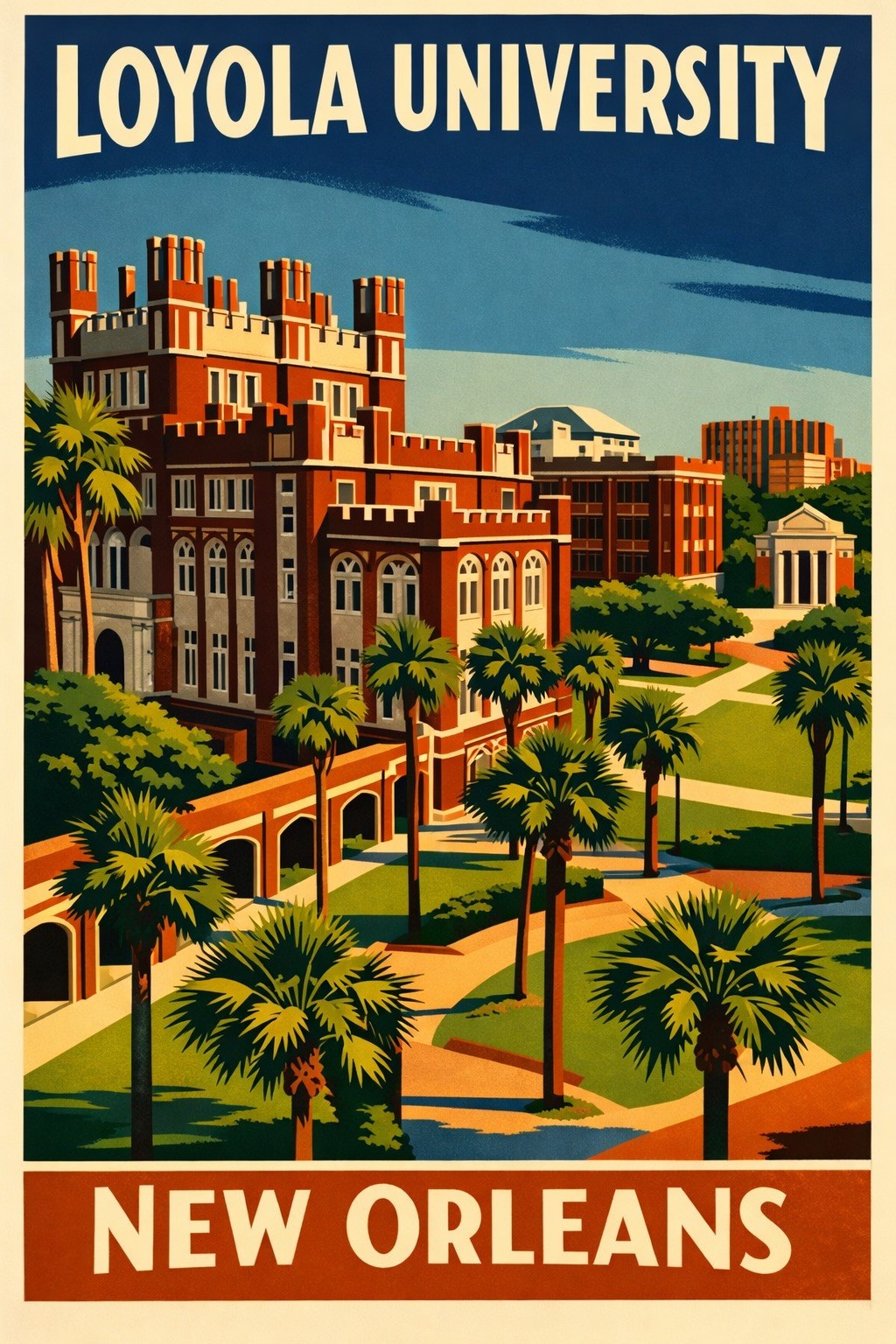 Vintage Loyola University New Orleans Poster 🌴 24x36” - Retro Decor