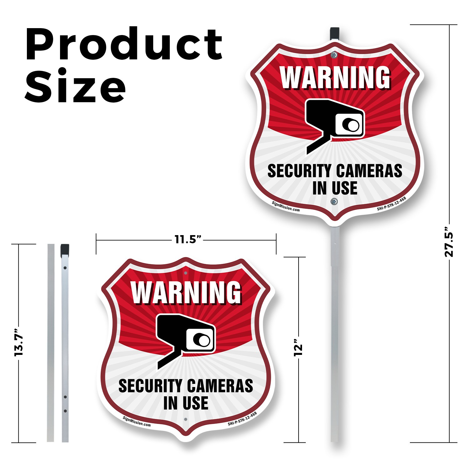 Video Surveillance Shield Sign Warning Security Cameras Shield Sign With Stake