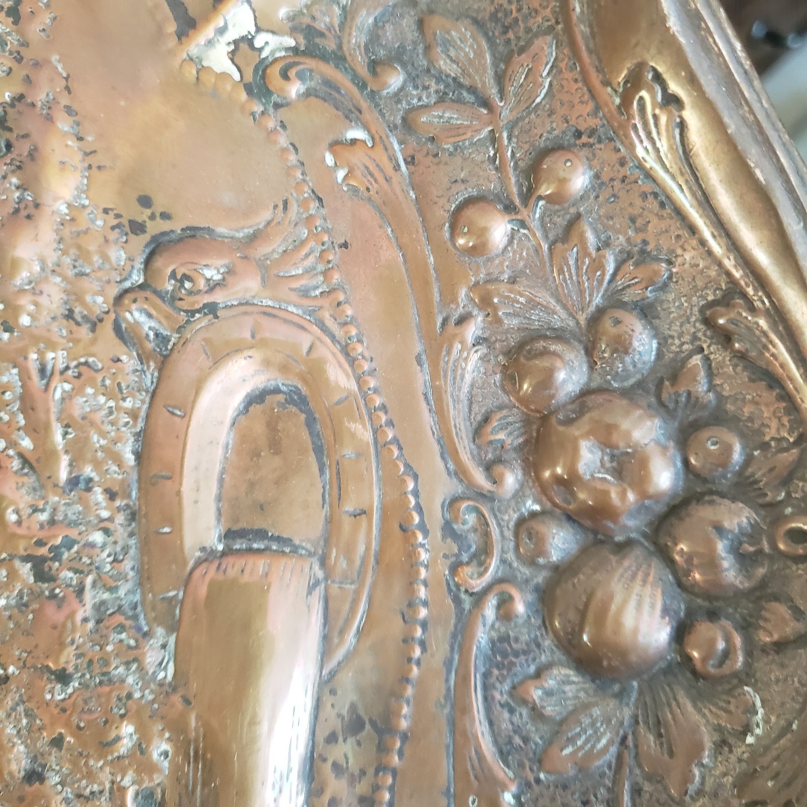 Large Antique Embossed Copper Wall Art