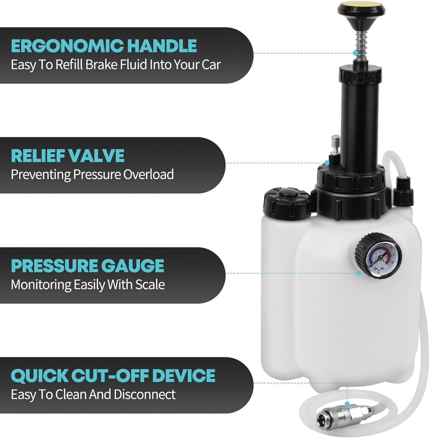 Brake Bleeder Kit 3L, Universal 4-PC Master Cylinder Adapters Fit Most Car Truck