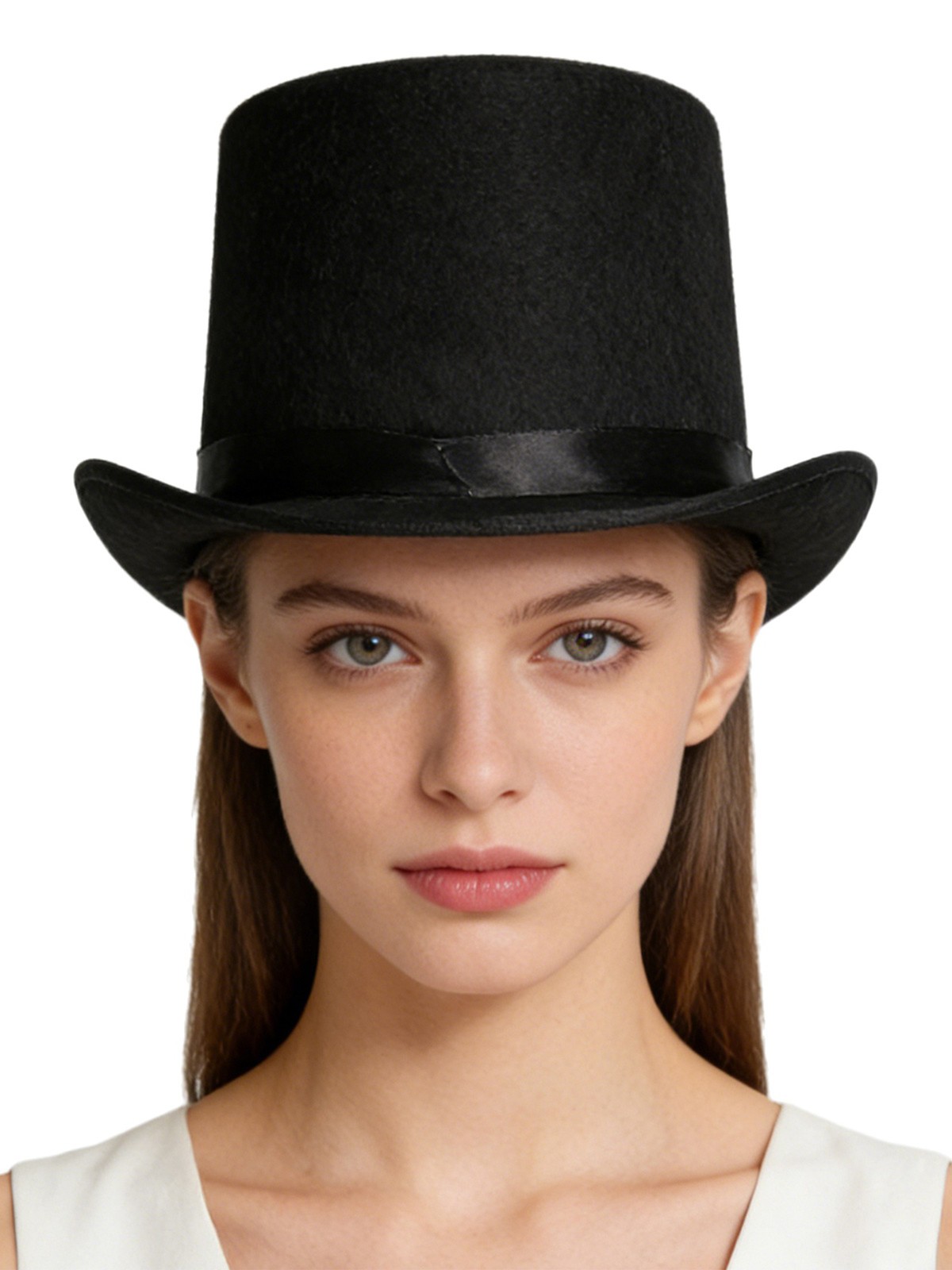 1Pcs High Top Hat Rolled Brim Solid Color Top Cap Tuxedo Magician Gentlemen Hat