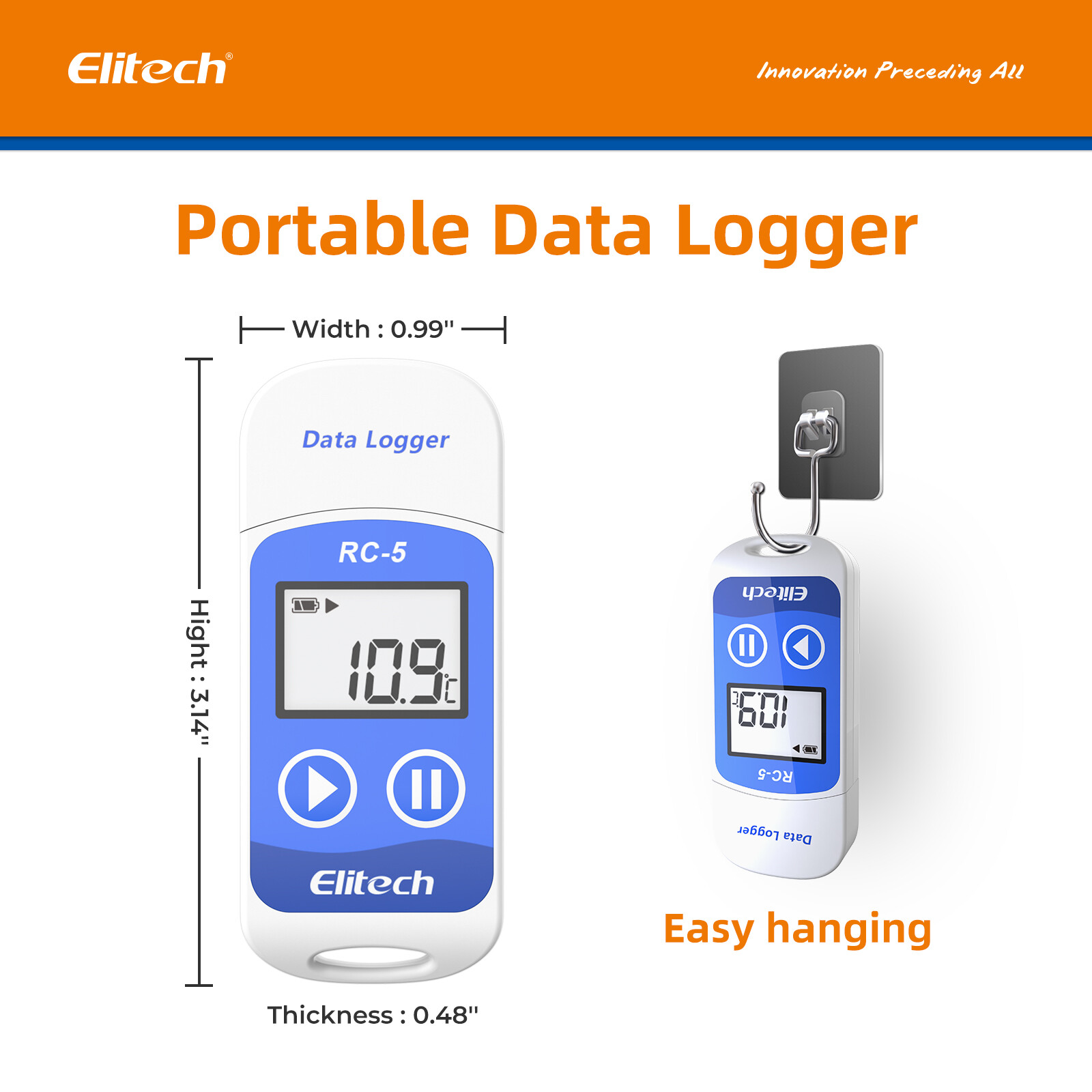 Elitech RC-5 USB Reusable Temperature Data logger Temp Recorder with PDF Report
