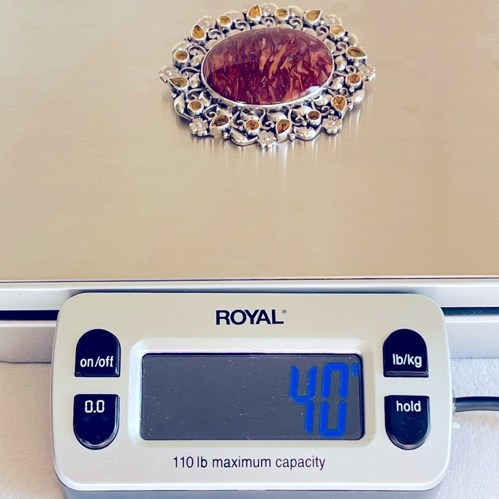 Brooch Pendant Sterling Silver Himalayan Agate Citrine Nepal PTI Pin