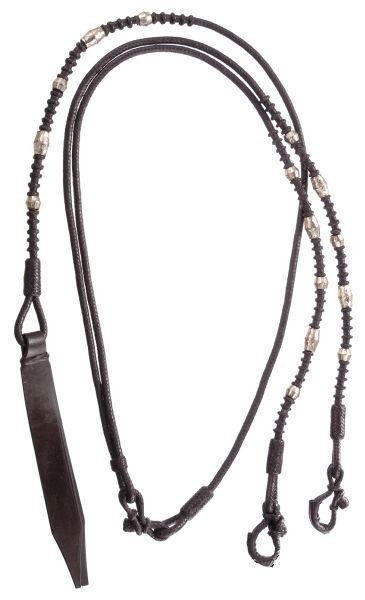Romel Reins - Silver Ferrule Show Ring - Dark Oil - Hand Braided