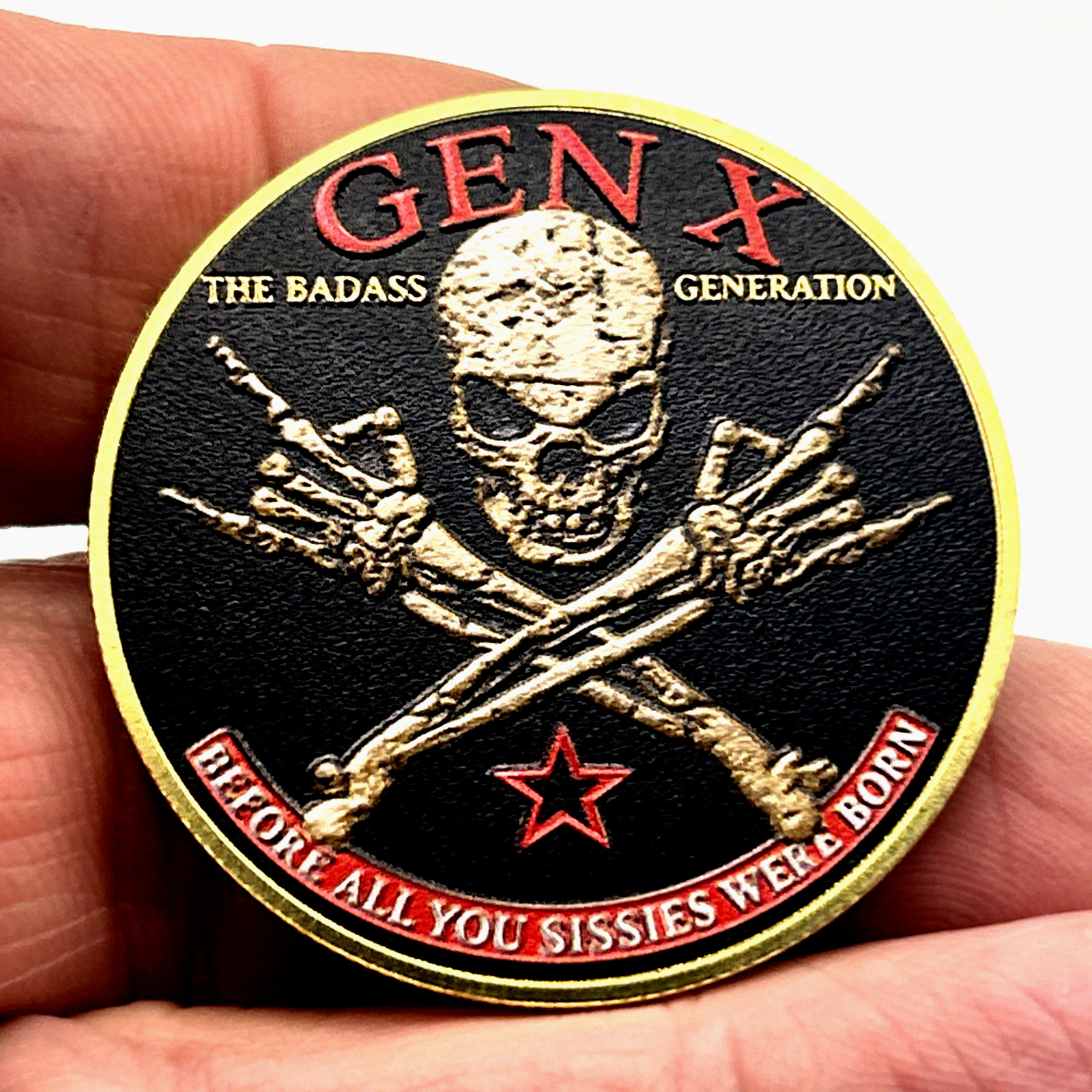 GEN-X 1965-1980 Skull *BADAS$ Generation Challenge Coin Collectible Medal